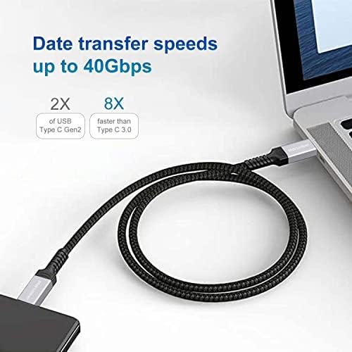 Vista 4 de StarLinker Paquete de 2 cables USB4 de 1.6 pies (1.6 ft) de carga de energía de 100 W, soporta transferencia de datos de 40 Gbps, pantalla HD 8K