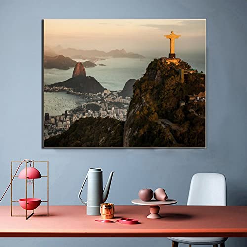 Tomart Picture Rio De Janeiro At Sunset Poster Print Canvas Painting Wall Art Poster For Bedroom Living Room Decor 8X10Inch(20X26Cm) Frame-Style #TOP1
