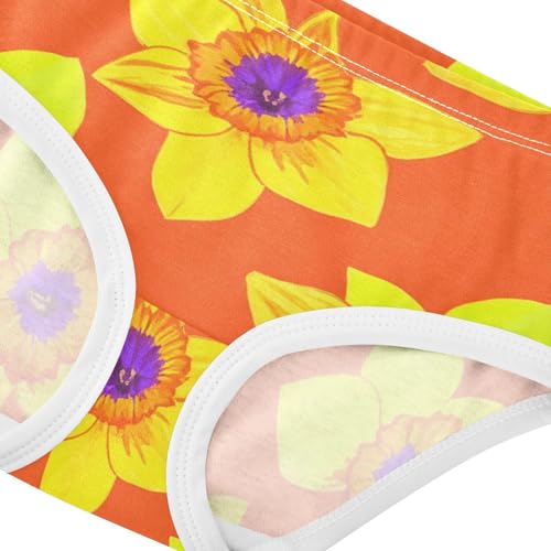 Toddler Girls Underwear 2t Cotton Girl Panties Cute Pattern Kids Undies Briefs Vibrant Yellow Daffodils Floral Orange4