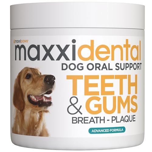 maxxipaws maxxidental Dog Dental Powder | Oral Care Supplement for Teeth, Gums, Plaque, Tartar and Fresh Breath | Kelp, Zeolite, Papain, Probiotics | Easy Sprinkle Formula | 5 oz