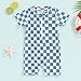Lukivech Toddler Baby Boy Rash Guard Swimsuit Checkerboard Short Sleeve One Piece Zipper Bathing Suit Swimwear Beach Sunsuit (Blue, 18-24 Months)