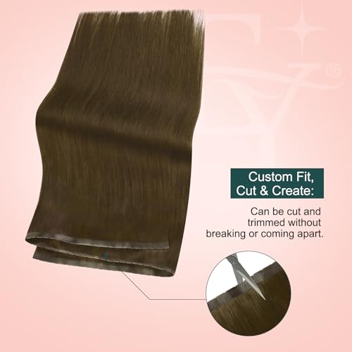 Image of Easyouth 100g Butterfly Weft Hair Extensions Brown, Hole Weft Extensions Real Human Hair, Medium Brown, 18 Inch, for Women, Seamless Blend, Remy Hair Extension Wefts Butterfly