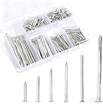 Nail Assortment Kit, 280 Pcs 6 Sizes Nails for Hanging Pictures, Maximum Length 2 Inches Galvanized, Long and Small Finishing Nails for Wall Art