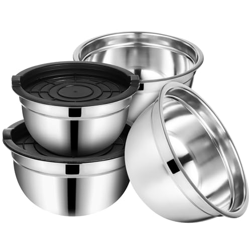 Set de 4 tazones de acero inoxidable con tapas negras miniatura 1