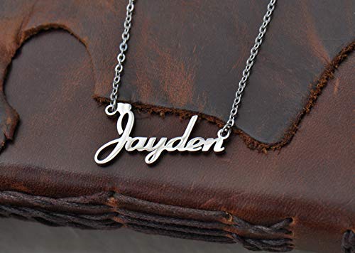 Aoloshow Stainless Steel Silver Heart Jasmine Name Plate Necklace Jewelry Birthday Gifts For Girls #TOP3