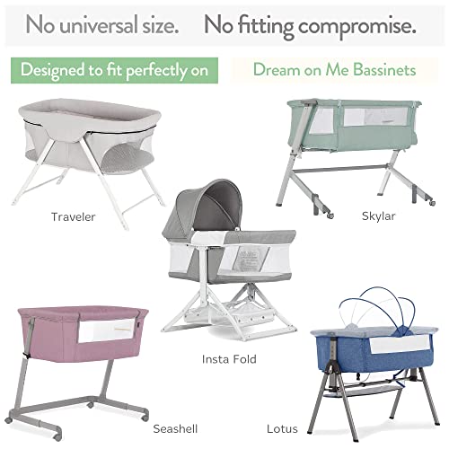 Image of Joey + Joan Bassinet Fitted Sheets Compatible with Dream on Me Traveler Portable Bassinet & Skylar, Seashell Bedside Sleeper - Buttery Soft 100% Cotton - Light + Dark Sage Green - 2 Pack