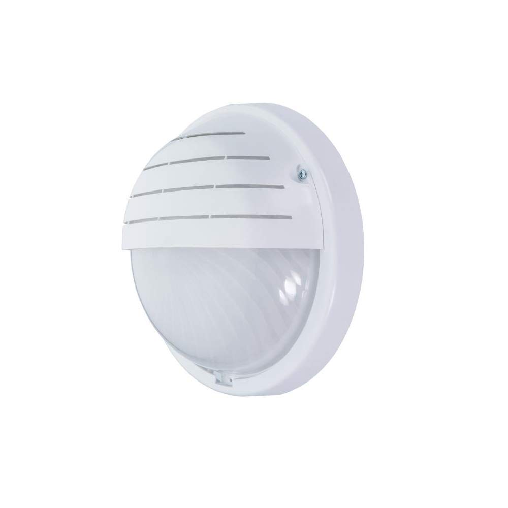 White Vista Wall Bulkhead Light Lamp, ES / E27, max. 60W, IP44, Decorative Eyelid, IK10 - matt-Polycarbonate,VISTA-E27-WMD10