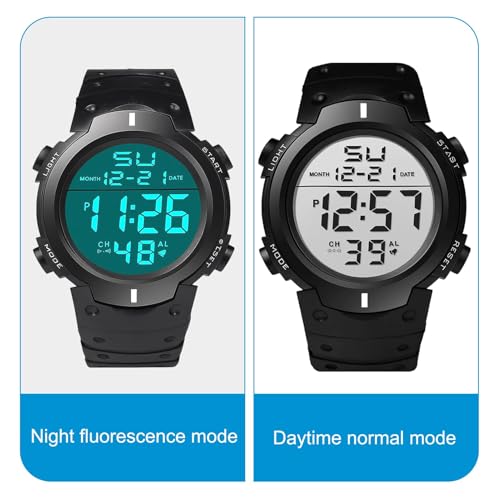 Waterproof Referee Watch Football with Wrist Timer, Black LED Digital Wrist Stopwatch Big Face Military Referee Stopwatch Sports Watch for Coaches Running Training - Image 4