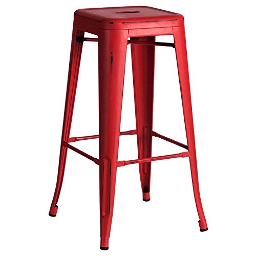 Regalos Miguel - Taburetes Altos - Taburete Torix Vintage - Rojo Vintage - Envío Desde España