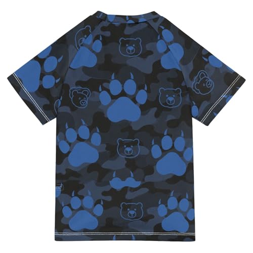 Animal Footprint Bear Black Blue Short Sleeve Girl Bathing Suit Kids Swimsuits for Girls Rash Guard Swimsuit for 3-12 Years Traje de bano para ninas2