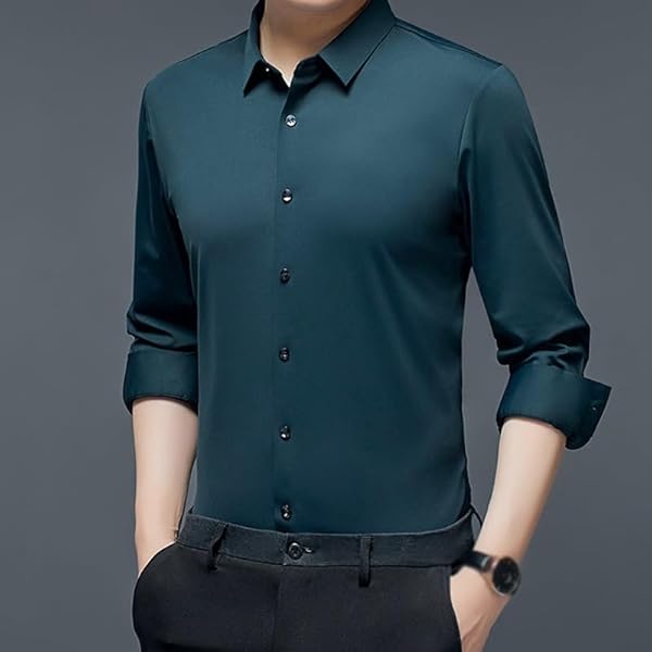 MJWDP Elastisk Icke-strykning Medelålders icke-spår långärmad skjorta Herrskjorta Ungdom Business Herr Högtidskläder Allt (Color : Blue,White, Size : 52/115)