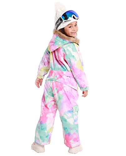 Bluemagic Big Kid's One Piece Snowsuits Ski Suits Waterproof Overalls Jackets Snowboarding,Water Color,150Cm #TOP1