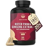 Roter Panax Ginseng | 600 mg (20% Ginsenoside) - 180 Ginseng Kapseln - Vegan...