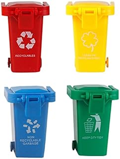 YARNOW Wheelie Bin 4pcs Trash Can Toy Garbage Trucks Trash Cans Mini Curbside Vehicle Garbage Bin Trashcan Recycle Can Office Desk Pencil Cup Holder Desktop Organizer Garbage Bin