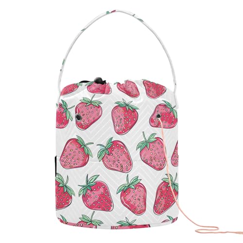 Yarn Storage Bag Small Crochet Bag Knitting Bag Organizer Strawberry 1 Yarn Bags for Crocheting Basket