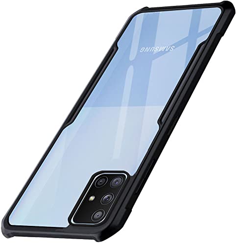 Image of TheGiftKart Shockproof Crystal Clear Back Cover Case for Samsung Galaxy A71 | 360 Degree Protection | Protective Design | Transparent Back Case Cover (PC & TPU, Black Bumper)