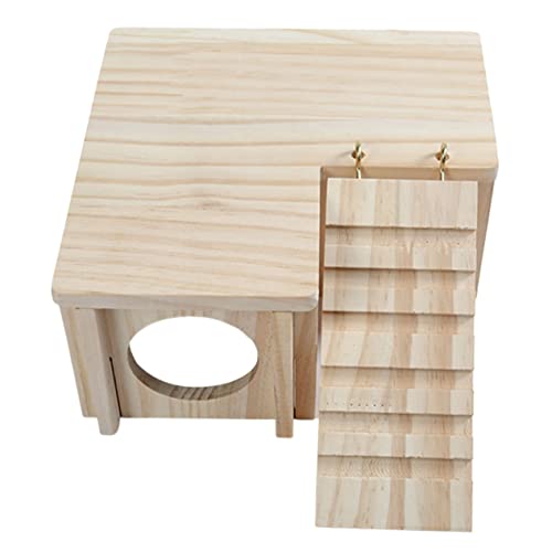 ifundom 1 セット 小さな家 屋内 動物 バニー ハムスターの皮 ペット ハムスターハウス ハムスターの木の家の隠れ家 ハムスターシェルターハウス ハムスターの隠れ家 木材
