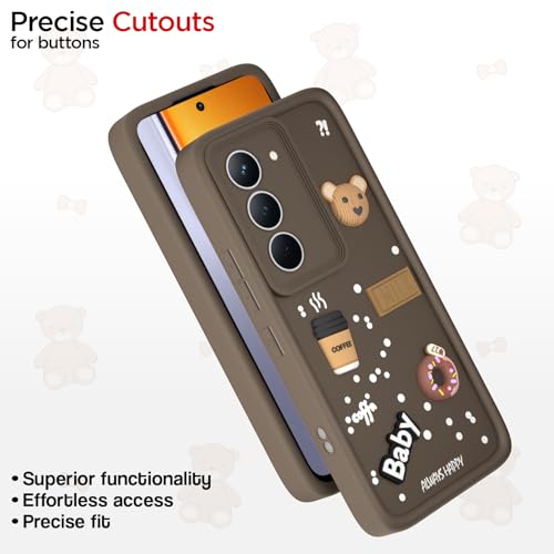 Image of Pikkme Back Cover for Realme Narzo 80x 5G / Realme P3x 5G / Realme 14X 5G | Cute Fun Cartoon 3D Bear Silicone Full Body Protection Bumper Case (Brown)