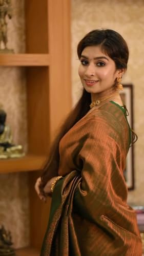 Image of Flosive Women's Kanjivaram Silk Saree With Beautiful Blouse With Zari Border