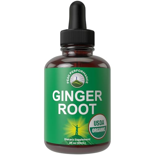 USDA Organic Ginger Root Extract Liquid Drops. Zero Sugar Non Bitter Vegan Ginger Oil Supplement for Immune Digestive + Gut Support. High Bioavailability Gluten Free for Women and Men. Take Orally