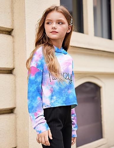 Arshiner Girls Crop Tops Tie-Dye Hoodies Kids Long Sleeve Pullover Sweatshirts 2 41qSf3cqQpL. AC