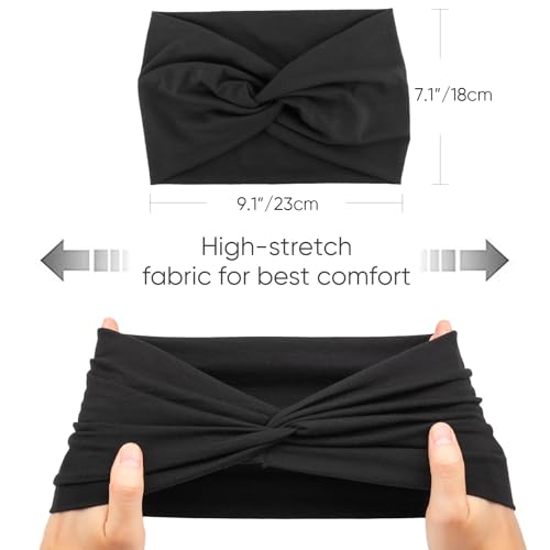 Image of DRESHOW 6 Pack Extra Wide Headbands for Women Large Turban Headband Boho Head Wrap Elastic Hairbands Hair Twisted Knot Hair Accessories