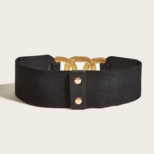 Large Gold Chain Buckle Elastic Waist Belts Stretch Wide Boho Cinch Corset for Women's Coat Dance Dresses4