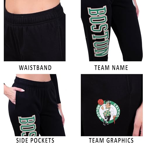 Ultra Game NBA Official Women's Super Soft Active Fleece Sweatpants Joggers, Boston Celtics, Black, Large - image 4