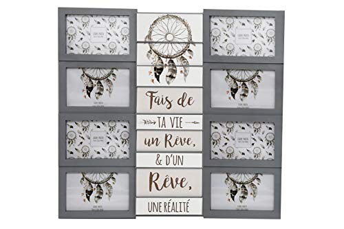 KONTARBOOR Cadre Photos Mural Gris, Pêle-Mêle 8 Photos 15X10 cm Thème Attrape Rêves (Emballage dorénavant renforcé)