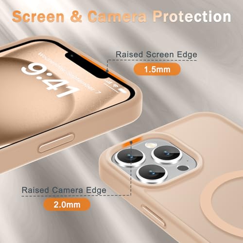 Image of YENAPOON for iPhone 13 Pro Max Case, Matte Magnetic Phone Cover [with 1 Screen Protector] [Support for MagSafe] [Shockproof Military Grade Protection] Translucent Frosted Back, Coral Pink