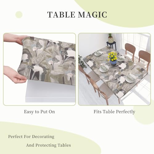 Nappe extensible motif botanique imperméable lavable blanche - 8