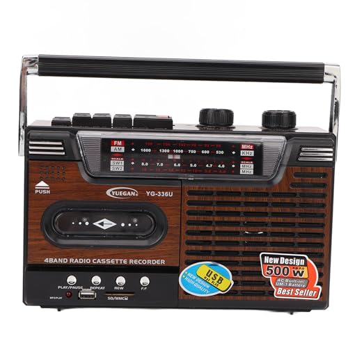 AM FM Radio Cassette Player Recorder with USB & Headphone Jack, Simple Design, Excellent Sound Quality, Multifunctional for Home Entertainment