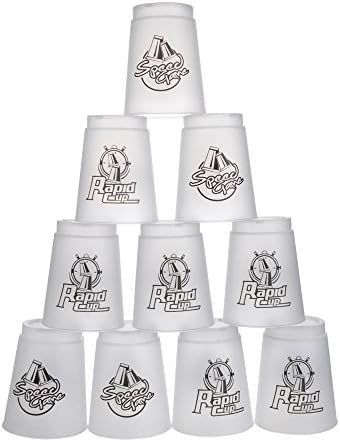 DEWEL Upgrade Quick Stacks Cups 12 Pack Sports Stacking Cups Speed Training Game for Challenge Competition Party Toy with Storage Bag (White)