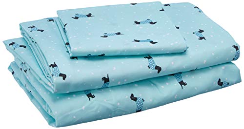 Image of Intelligent Design Microfiber Cozy Bed Sheet Set, Modern All Season Bedding & Pillowcases, Premium 14" Elastic Pocket Fits up to 16" Mattress, Twin XL Aqua Dogs, 3 Piece