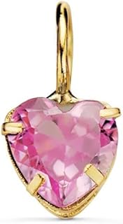 Colgante Oro 18k mujer 5mm. forma corazón piedra color rosa