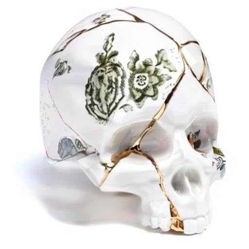 SELETTI TESCHIO PORCELLANA KINTSUGI SKULL 09944