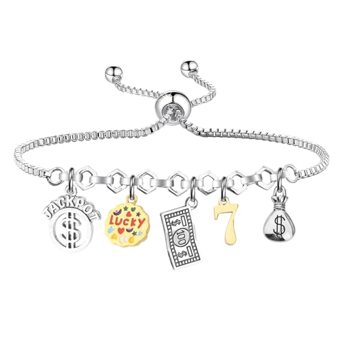 UJIMS Lucky Gambler Gifts Good Luck Jackpot Bracelet Casino Queen Gift Las Vegas Gambler Jewelry Slot Machine Jewelry