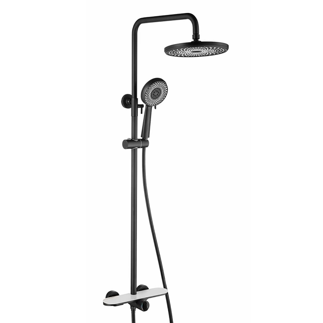 WOTZOV Shower System 10 Inches, Shower Faucet Set Wall Mounted Rain Shower Combo Set Single Handle Tub And Shower Trim Kit With Tub Spout, Handheld Sprayer And Round Rain Shower，Nero