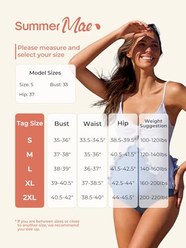 Summer Mae Maternity Swimsuit One Piece Ruffle Cutout Pregnancy Bathing Suit Lace Up Swimwear Blue Stripe X-Large - Image 6