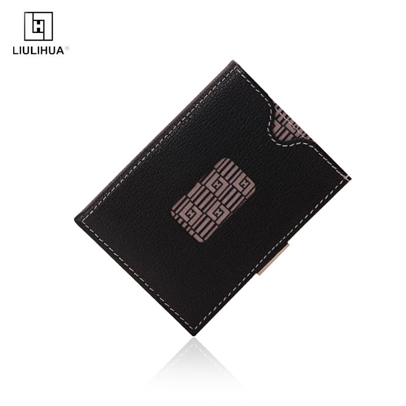 Image of Leather Trifold Wallet - RFID Blocking with Stainless Steel Locking Clip Wallet, Minimalist Front Pocket RFID Blocking Credit Card Holder (Black-D)