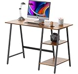 SHW 43-Inch Home Office Trestle Computer Desk with Open Storage Shelves, Walnut