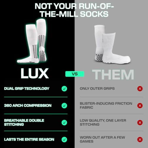 LUX Anti Slip Soccer Knee Socks,Non Slip Football/Basketball/Hockey Sports Grip Socks2
