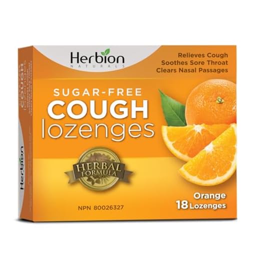 Herbion Naturals Pastillas para la tos sin azúcar con sabor a naranja natural, 18 pastillas