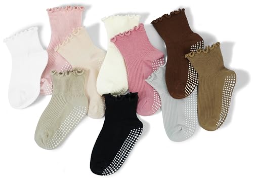 Girls Ruffle Socks - Baby Toddler Non-Slip Socks with Grips - Indoor Soft Cotton Frilly Ankle Sock2