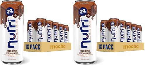 Image of Nurri - 30g Protein Ultra Filtered Milk Shake - Mocha- 80mg Caffeine, Lactose Free, Low Sugar, 150 Calories, 10 Vitamins and Minerals - 11 fl oz, 10 Cans (Pack of 2)