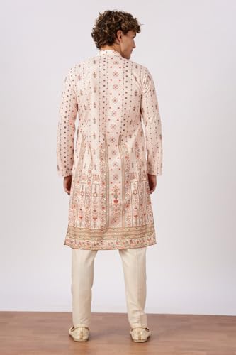 Image of BE ACTIVE Men's Cotton | Regular Fit Casual Mandarin Collar | Long Length Full Sleeves | Embroidered Indian Kurta