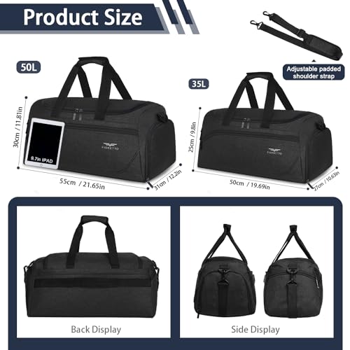 FIORETTO-Mens-Sports-Gym-Bag-with-Wet-Pocket-Shoe-CompartmentTravel-Duffle-Bag-Overnight-Bag-with-Padded-Shoulder-Strap-Water-Resistant-Sports-Holdall-for-Swimming