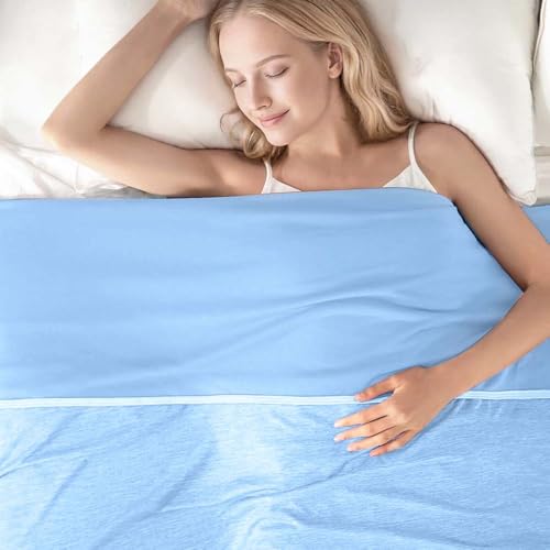 Generisch Kühldecke Sommerdecke 2026 Neu Selbstkühlende Decke Absorbiert Körperwärme Summer Ultimate Cooling Blanket Eisdecke für Alle Jahreszeiten Kühlfasern Selbstkühlende (Hellblau 130 * 150cm)