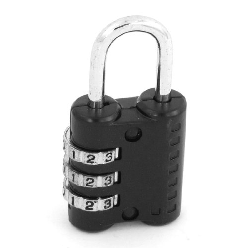 Image of Aexit Black Metal Padlocks & Hasps 3 Dial Digit Combination Password Suitcase Code Combination Padlocks Lock Padlock