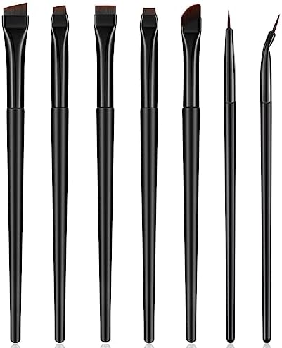Rytrre 7 Pcs Eyeliner Brush, Angled Flat Definer Eye Liner Makeup Brushes, Ultra Fine Bent Pencil Point Eyeliner Brushes for Precision Liner